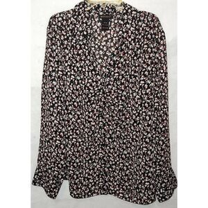Lane Bryant pull over blouse Size 14/16 Semi sheer black floral